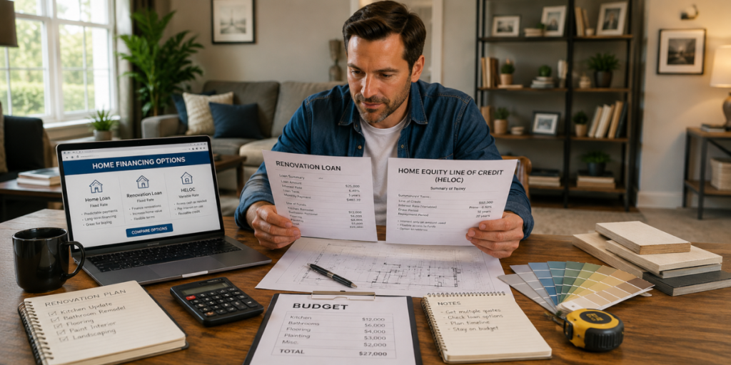 Homeowner comparing the best home improvement loan options