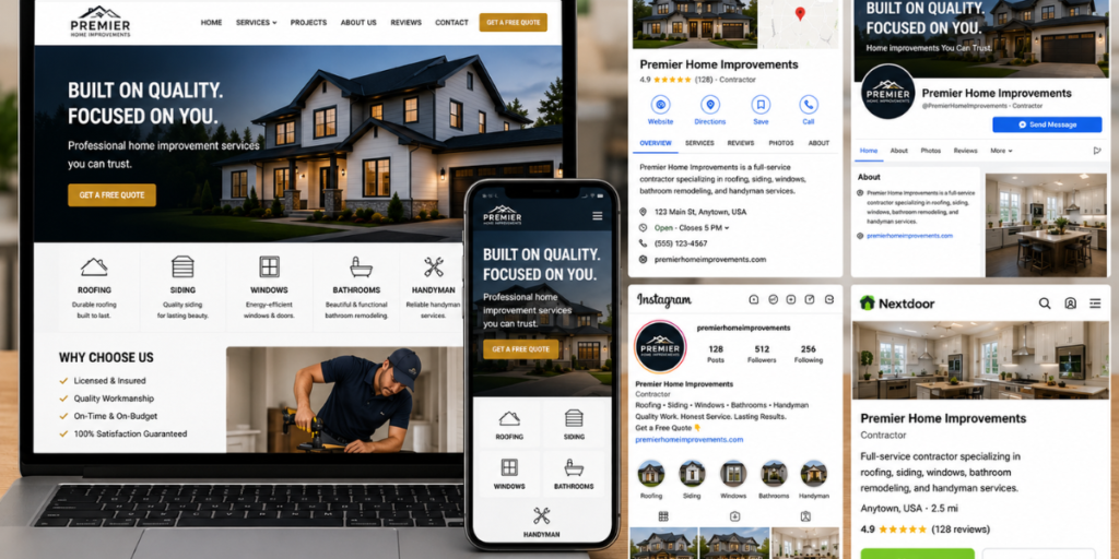 Contractor online marketing and website