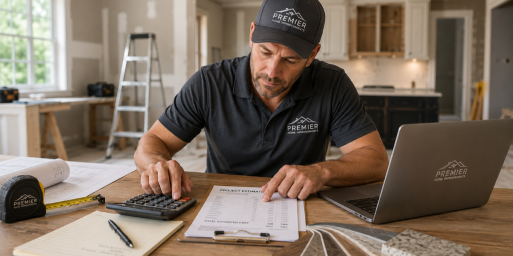 Contractor estimating remodeling project costs