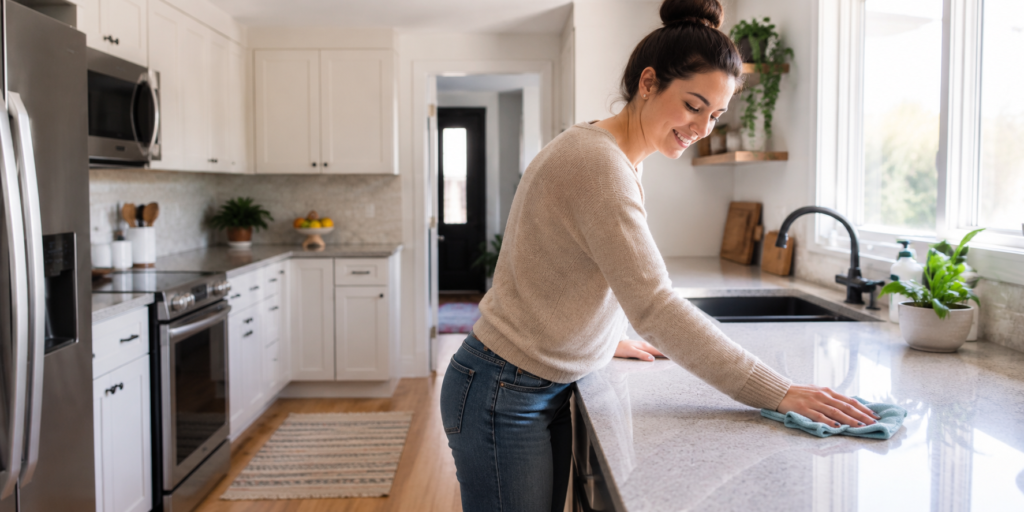 Daily cleaning routine in the kitchen