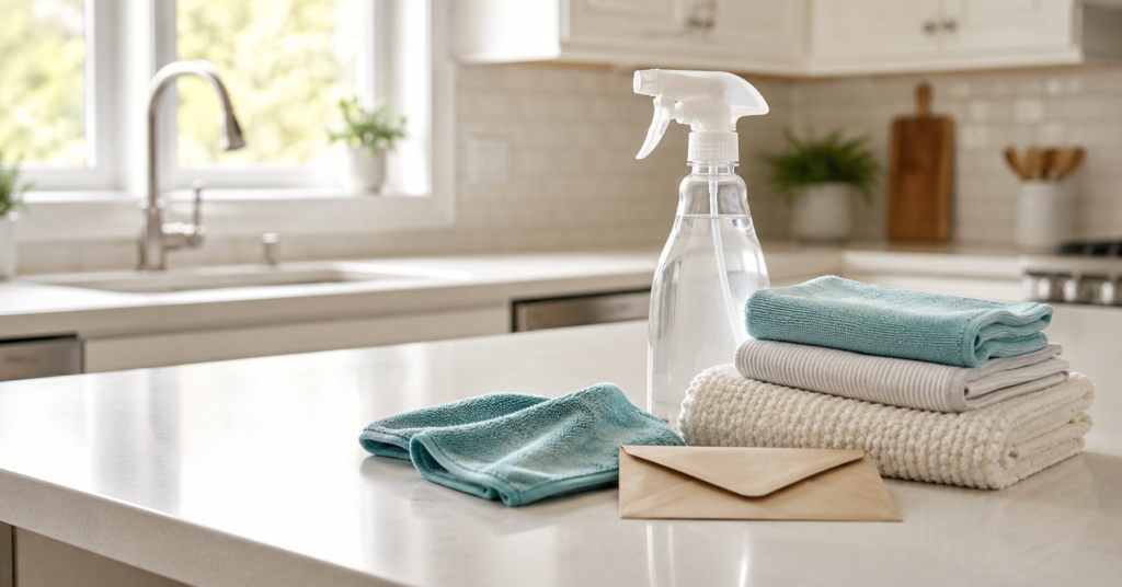 Do you tip a home cleaning service with cash envelope on clean kitchen counter