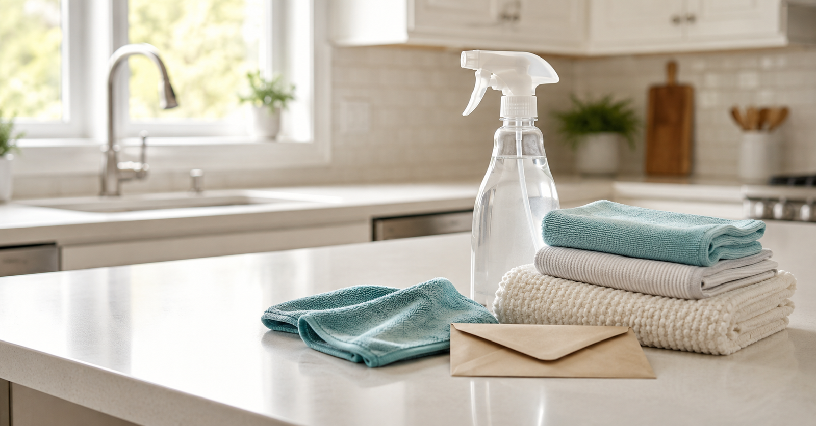 Do you tip a home cleaning service with cash envelope on clean kitchen counter