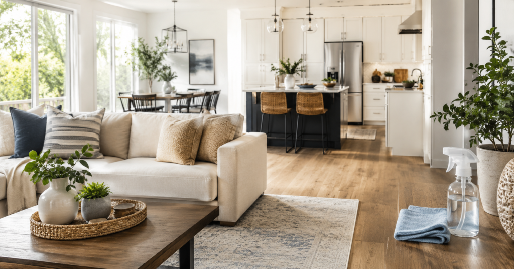 Home cleaning routine for a clean and organized house