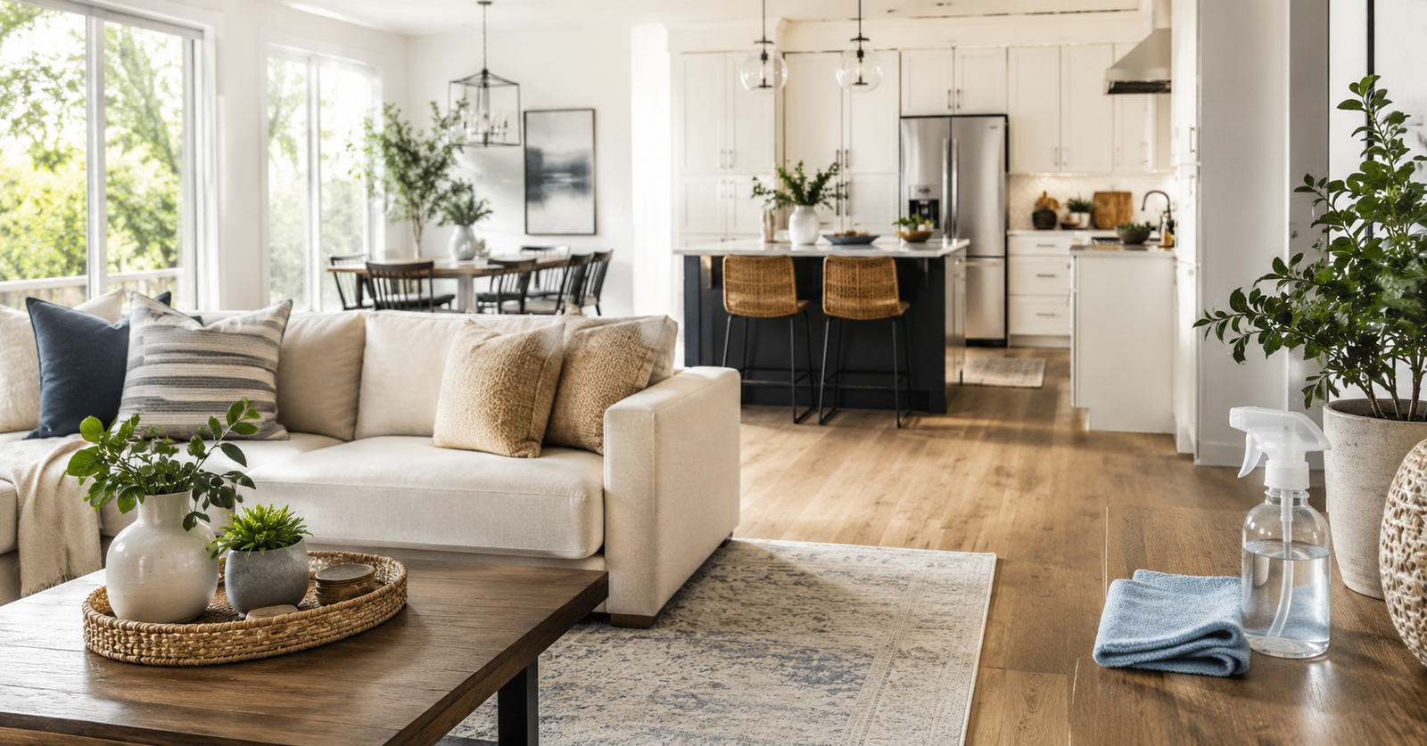 Home cleaning routine for a clean and organized house