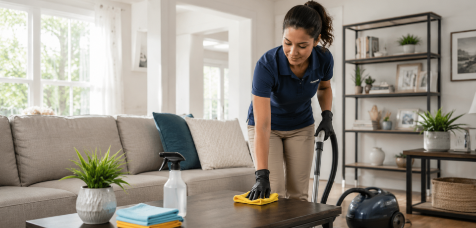 home-cleaning-service-cost-featured-image.jpg Home cleaning service cost with professional cleaner in modern living room
