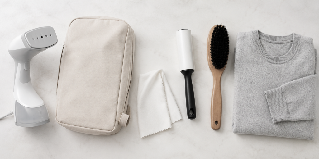 Home dry cleaning kit and garment steamer