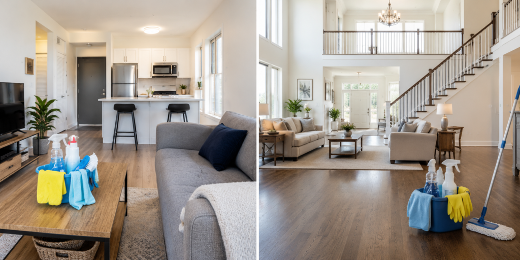 House cleaning cost by home size for apartment and large home