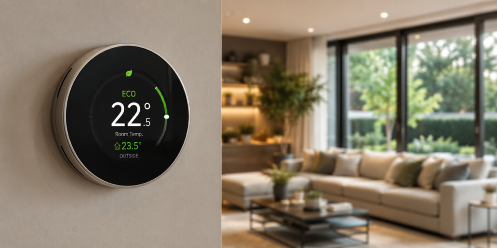 Smart thermostat improving home energy efficiency