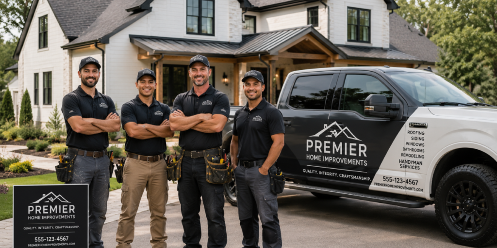 Successful home improvement business team