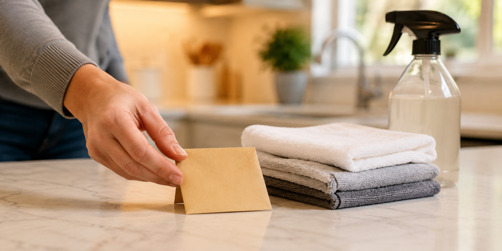 Tip cleaner directly with cash envelope after home cleaning service