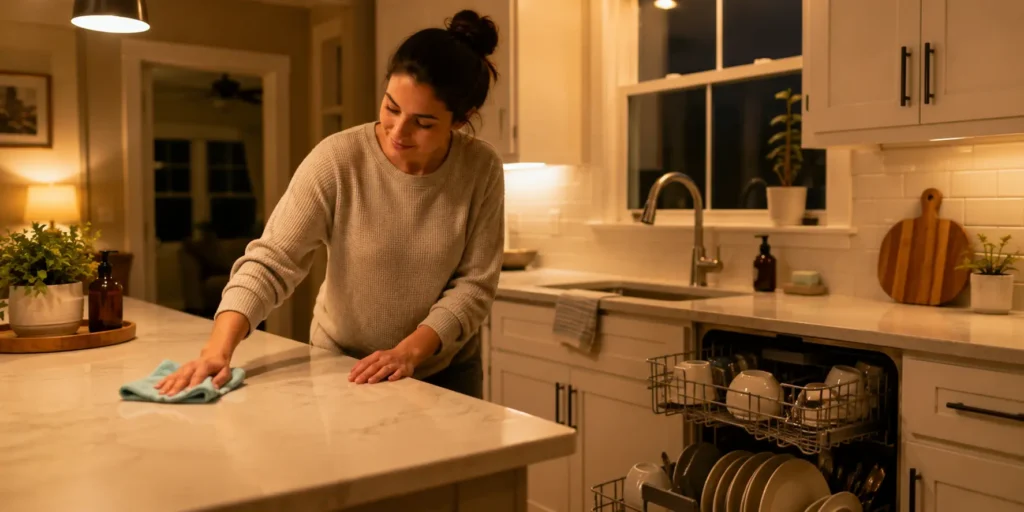 daily home cleaning routine for a fresh kitchen