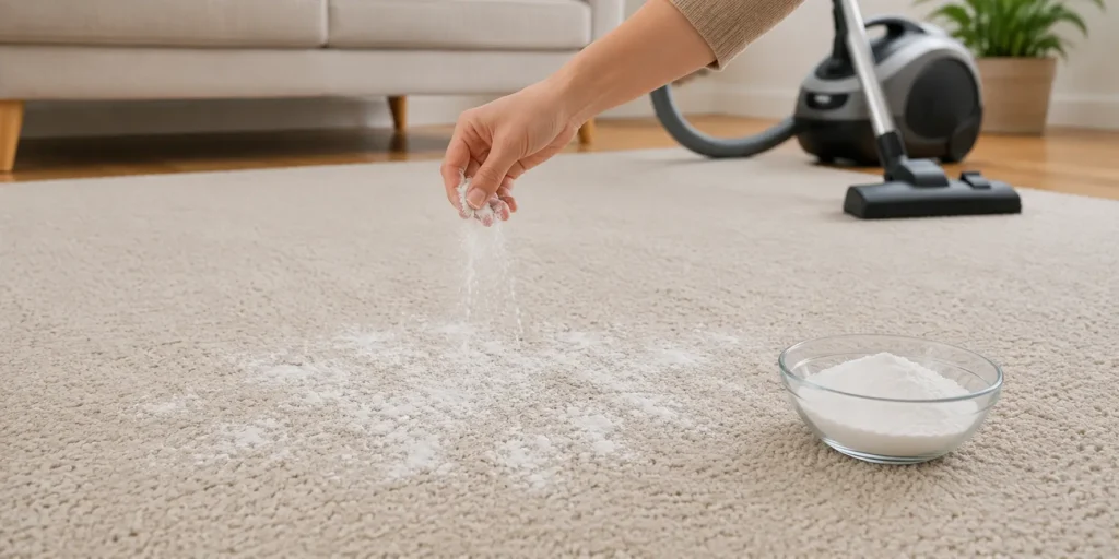 Baking soda used on carpet to help remove odor naturally