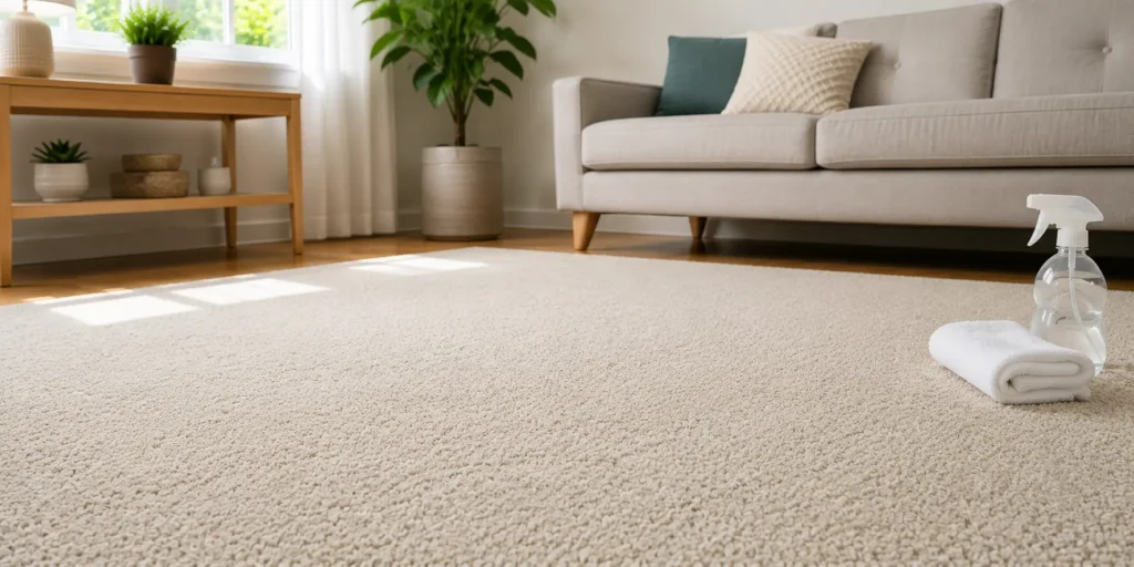Clean fresh carpet after using homemade carpet cleaning solution at home