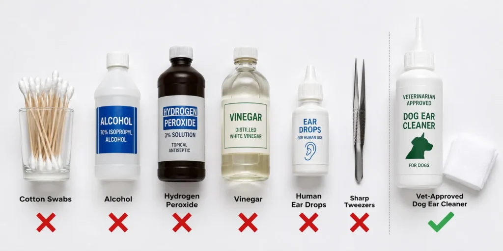 Products you should never use to clean a dog's ears
