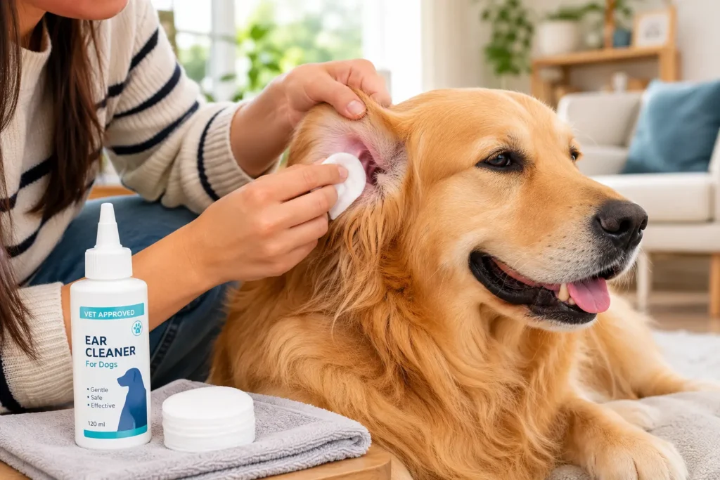 Home remedies for cleaning dogs ears using safe ear cleaner at home