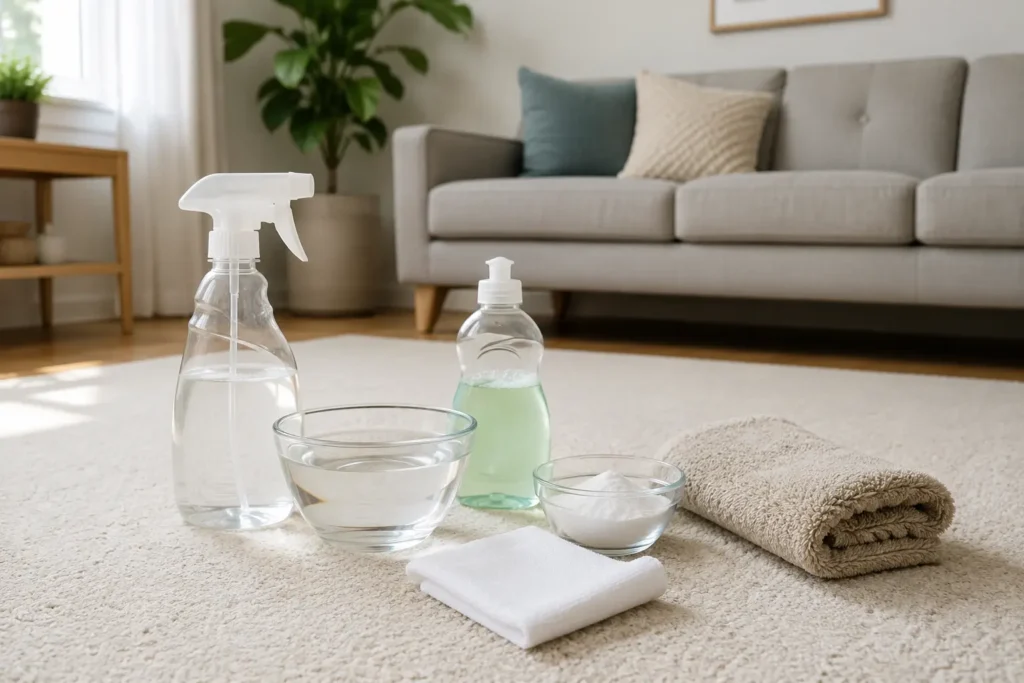 How to make carpet cleaning solution at home with simple ingredients on a carpet