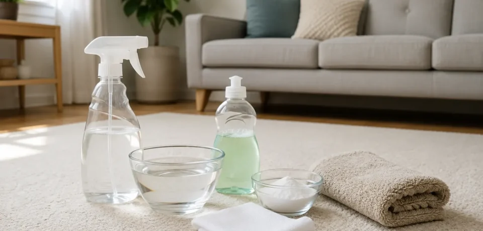 How to make carpet cleaning solution at home with simple ingredients on a carpet
