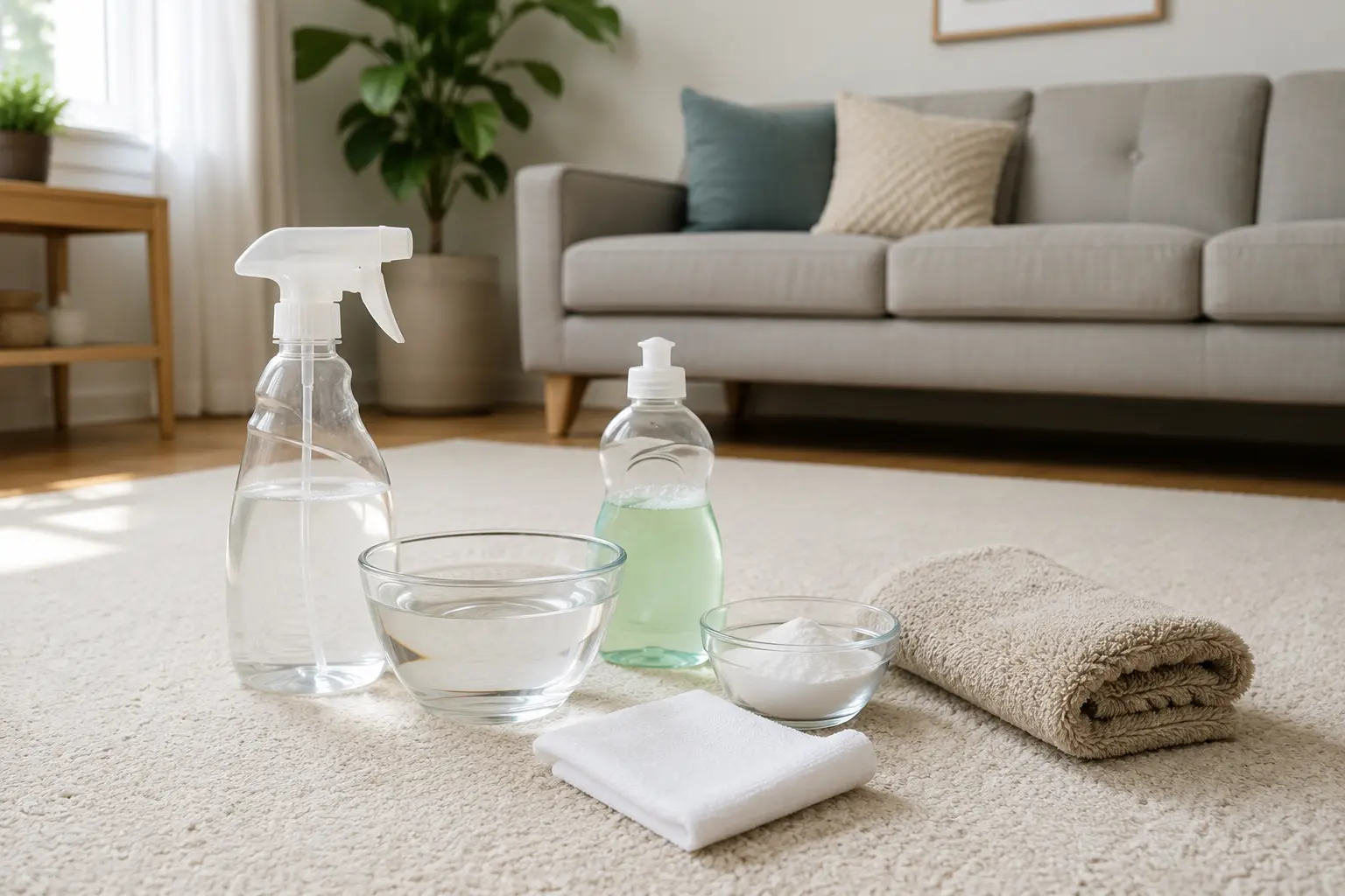 How to make carpet cleaning solution at home with simple ingredients on a carpet