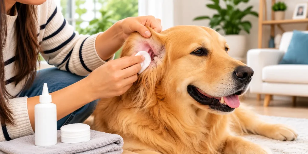 Dog ear cleaning routine for healthy ears and infection prevention